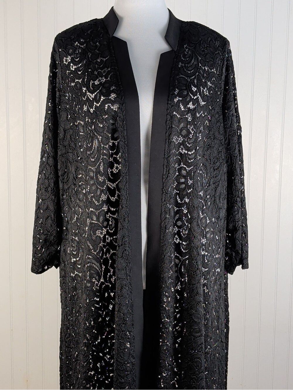 C Wonder by Christian Siriano Black Lace & Ponte Knit Topper Duster Jacket 1X